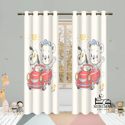 پرده کودک طرح خرس و هاپو مدل W4975