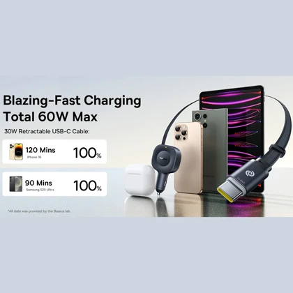 شارژر فندکی فست شارژ بیسوس Baseus مدل C0206400 توان 30 وات با کابل