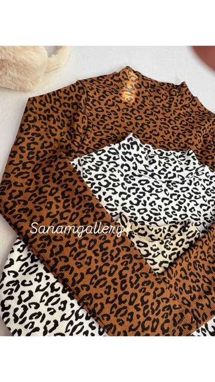 بلوز یقه پنج سانتی پلنگی زنانه 331501