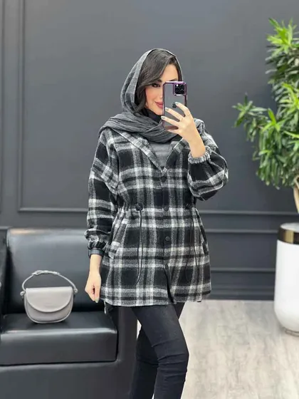 شکت چهارخونه کلاه دار کمرگت