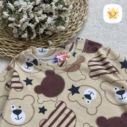 بلوز شلوار بچه گانه تدی قهوه ای پارچه اسپان 2 تا 10 سال
