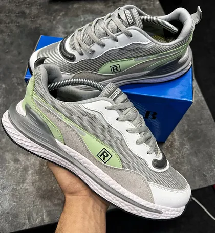 کتانی(اورجینال) اسپرت مدل R با ترکیب رنگ سفید طوسی پسته ای بدون رقیب و بسیار باکیفییت