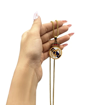 گردنبند استیل طرح تیم فوتبال رئال مادرید مدل 405A007