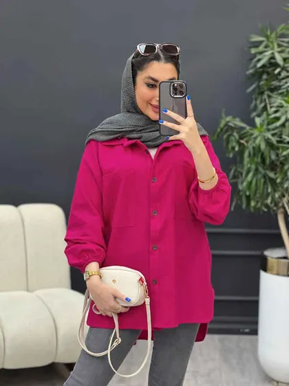 مانتو لینن آستین کش دو جیب