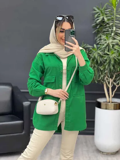 مانتو آستین برش‌دار دو جیب