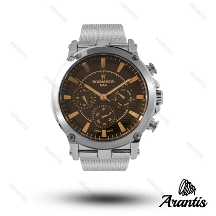 ساعت رومانسون سه موتوره بند استیل مردانه قهوه ای m-10053