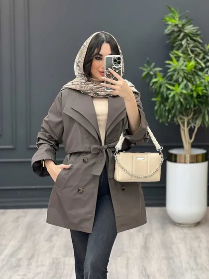 بارانی یقه دوبل ژیله دار