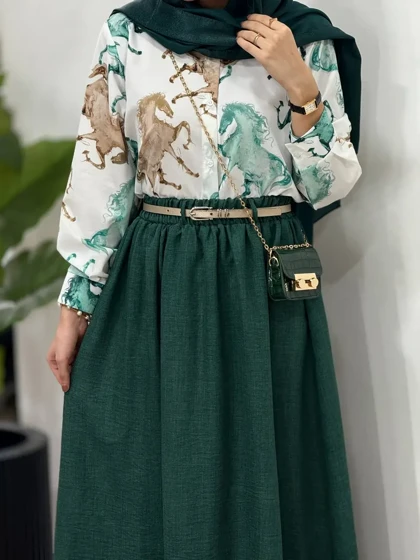 ست تونیک و دامن روژین