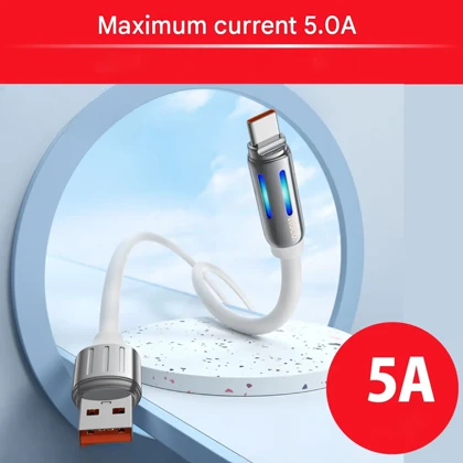 کابل تایپ سی هوکو مدل U136 با نور RGB طول 1.2 متر 5 آمپر