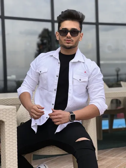 پیراهن کتان ساده استین بلند