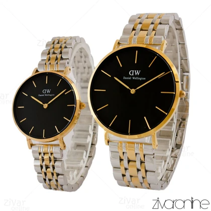 ست ساعت دنیل ولینگتون دورنگ طلایی صفحه مشکی 105298