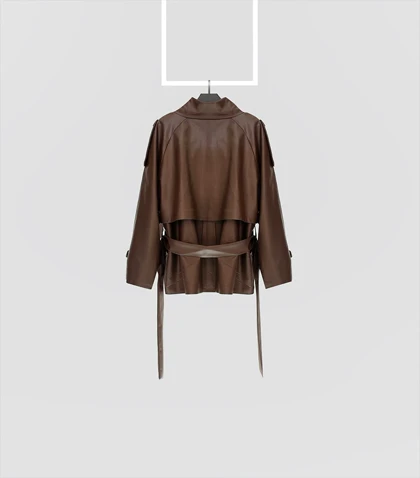 بارانی کوتاه چرم 1305 Pinki در دو رنگ