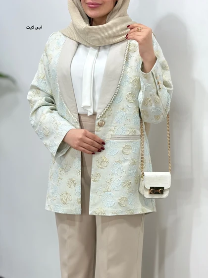 مانتو کتی ژاکارد مروارید دوزی ویونا