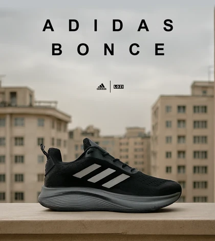 کفش کتانی مردانه و زنانه مشکی طوسی ADIDAS BONCE مدل 7470