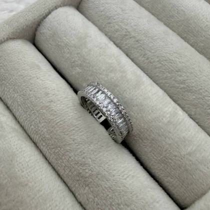 انگشتر با نگین تنیسی در دو رنگ