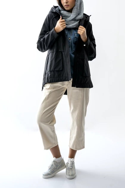 بارانی کلاه دار آستین رگلان زنانه