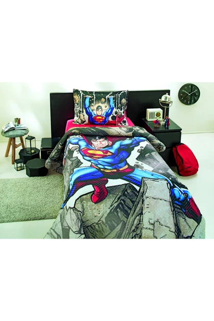 سرویس روتختی یک نفره Özdilek مدل Superman Stone پنبه‌ای - طوسی