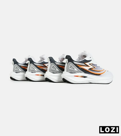 کفش کتانی مردانه و زنانه سفید طوسی نارنجی GENERIC All Run مدل 7211