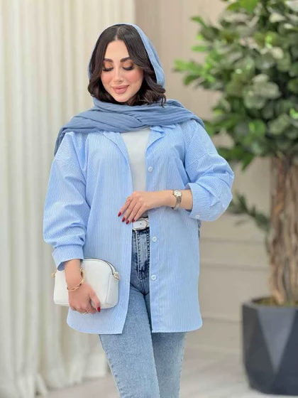 مانتو راه راه تک جیب مهلا