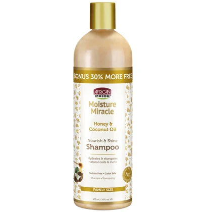 شامپو فاقد سولفات تغذیه و براق کننده honey and coconut oil موهای فر افریکن پراید