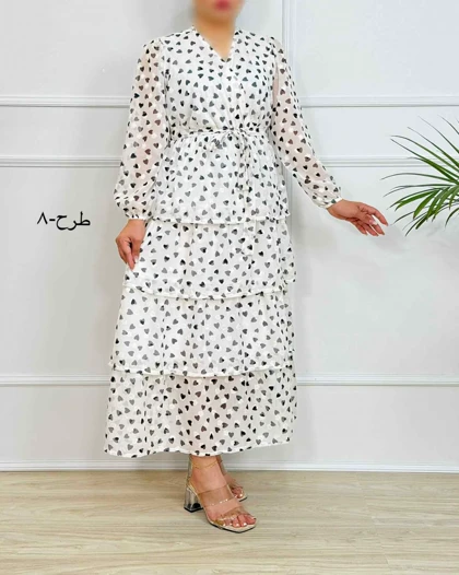 پیراهن الارا کد 094 ( حریر طرحدار طبقه‌ای )
