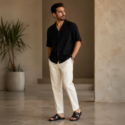 صندل مردانه چرم یلسان مدل صون کد 588-MC