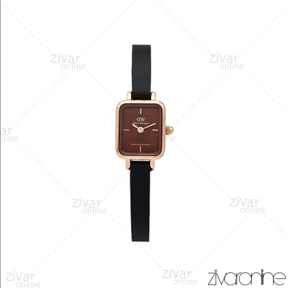 ساعت دنیل ولینگتون زنانه مستطیلی مینی رزگلد صفحه قهوه ای بند چرم 106252