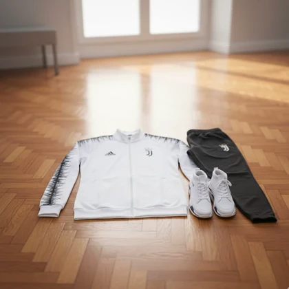 پکیج ست سویشرت شلوار یوونتوس مردانه مدل R77 + کفش ساق‌دار مردانه EMTO-سفید