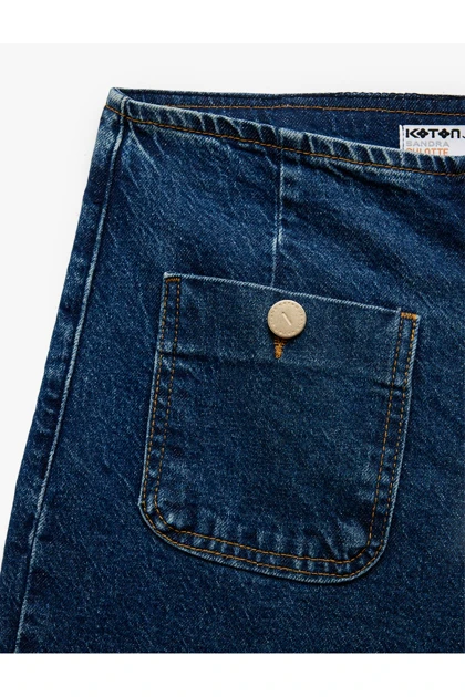 شلوار جیب کوتاه جیب کوتاه قالب کمر بلند - شلوار جین Culotte 5SAL40057MD