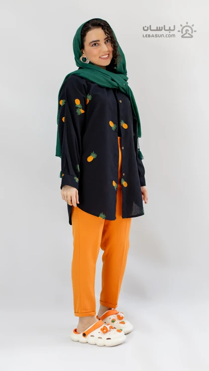 مانتو آناناسی دکمه دار قد 80