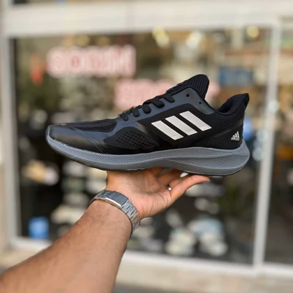 کتانی آدیداس راحتی مشکی طوسی سایز بزرگ کد 5278