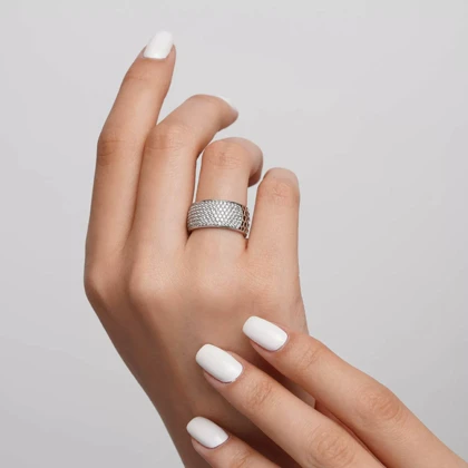 انگشتر فول نگین سفید، برند ژوپینگ