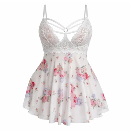 لباس خواب سایز بزرگ فنردار برند کنزو کد 1639