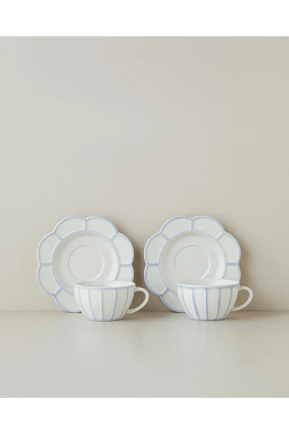سرویس فنجان چای دو نفره English Home مدل Soft Cloud استون‌ور - آبی روشن