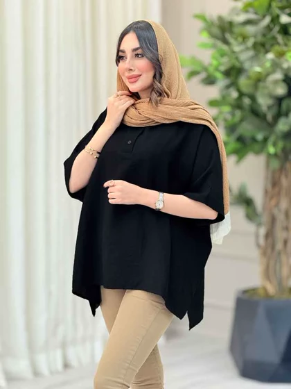مانتو پانچ یقه دو دکمه