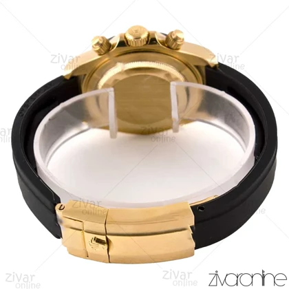 ساعت رولکس دیتونا مردانه سه موتوره صفحه طلایی بند رابر مشکی 102578