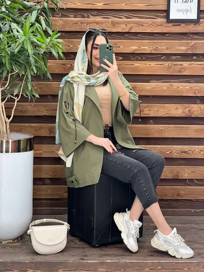 مانتو لینن آستین بنددار
