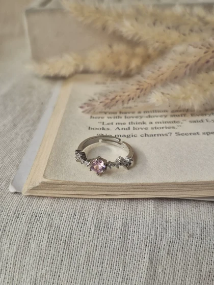 انگشتر جواهری فری سایز کالکشن صورتی