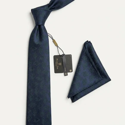 کراوات و پوشت دستدوز طرح لوزی برند Massimo Dutti