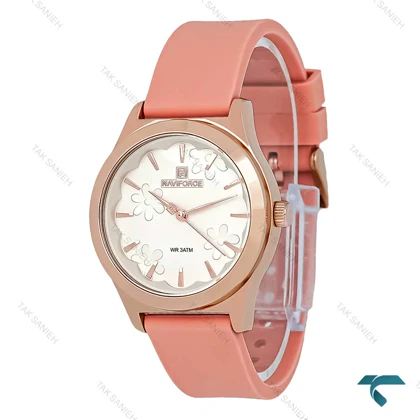 ساعت صورتی زنانه طرح گل نیوی فورس NF5051 آنالوگ NaviForce-7715-L