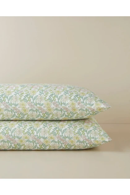 روبالشی دو عددی English Home مدل Spring Garden پنبه‌ای - سبز