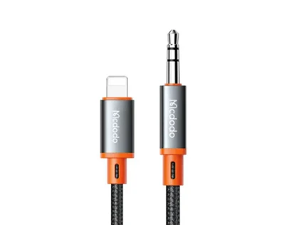 کابل فنری تبدیل لایتنینگ به جک 3.5 میلیمتری مک دودو با طول 1.8متر McDoDo CA-0890 Lightning To DC3.5mm Audio Converter, Castle series