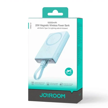 پاوربانک وایرلس 10000 فست شارژ 20 وات جویروم با کابل تایپ سی به لایتنینگ JR-PBM01