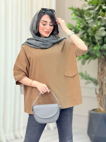 مانتو پانچ برش‌دار جیب نما