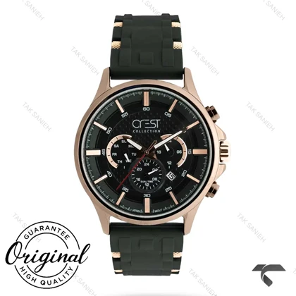 ساعت کرست مردانه 6308-2 صفحه مشکی بند مشکی Crest-10941-G