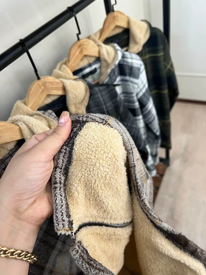 سویشرت چهارخانه کلاهدار 6104