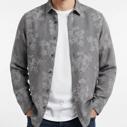 پیراهن کنفی مردانه آستین بلند با قواره کلاسیک استایل مینیمال و روزمره 2025