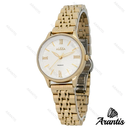 ساعت الکسا 0108 زنانه طلایی صفحه سفیدw-10113