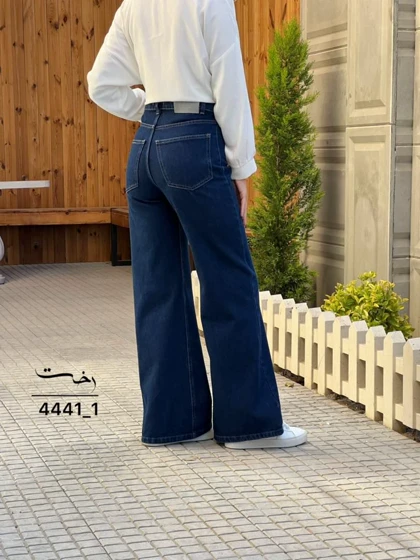 شلوار فلر بگ جین آبی جیب فیلتو