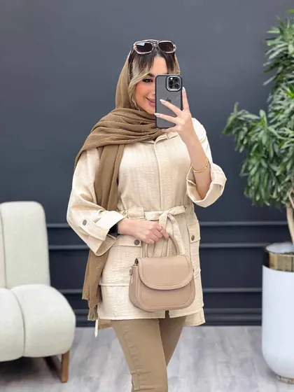 مانتو دکمه مخفی آستین پاگن